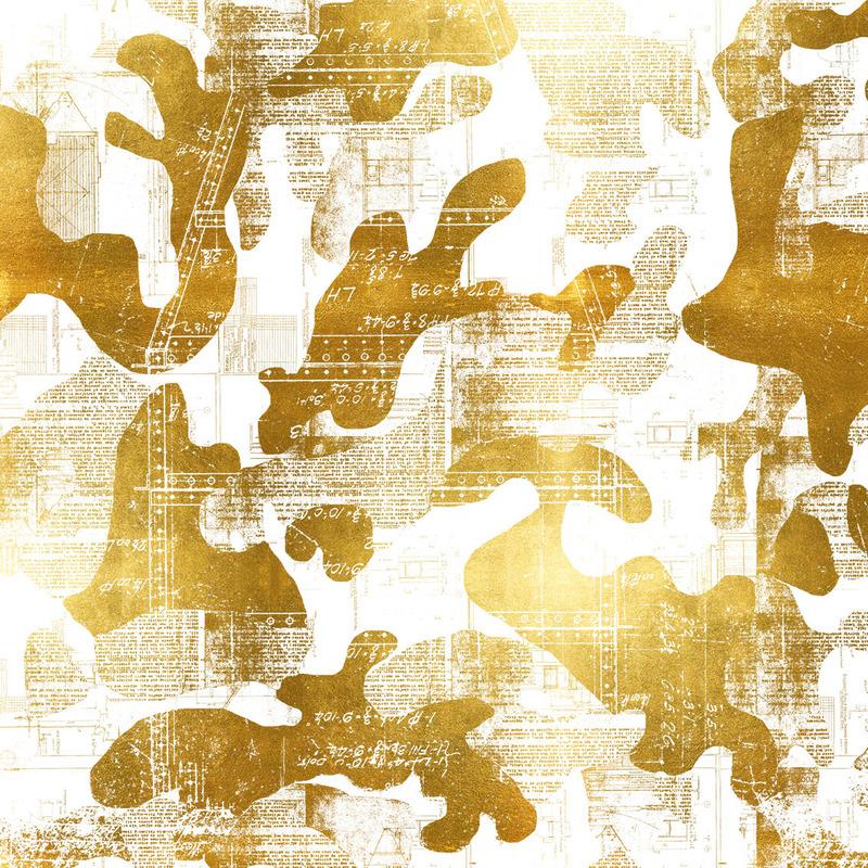 Gold on White / PrePasted Escape Wallpaper OPEN BOX