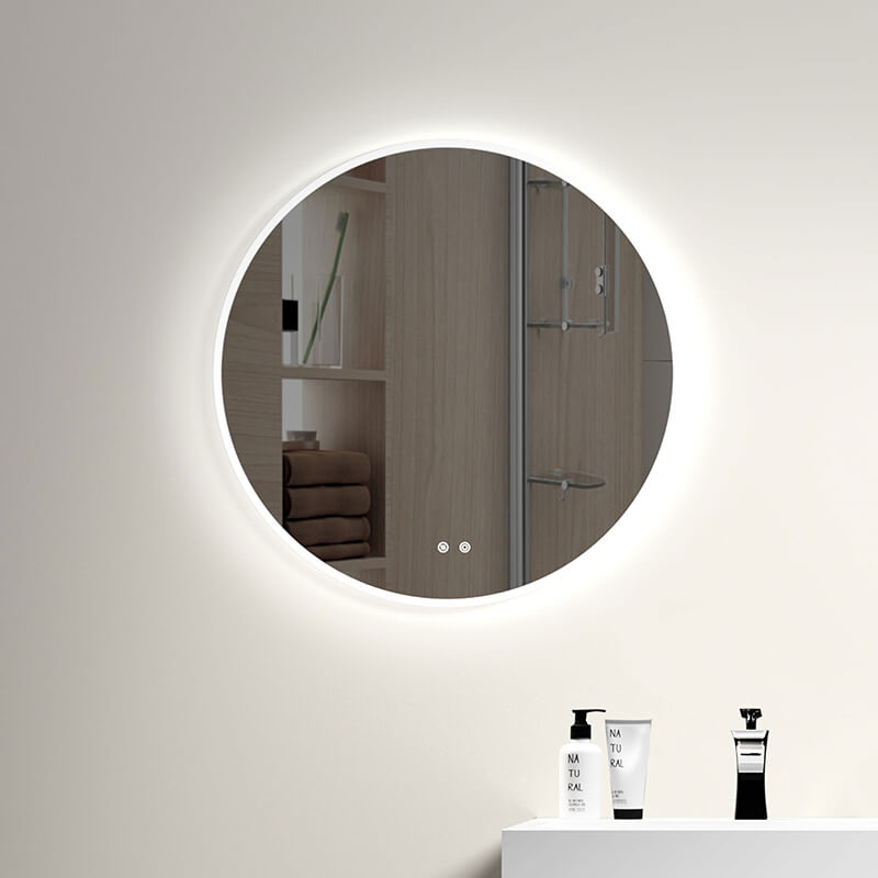 32" Round LED Backlit Wall-Mounted Bathroom Mirror with Diffused Soft Light & Defogging Function