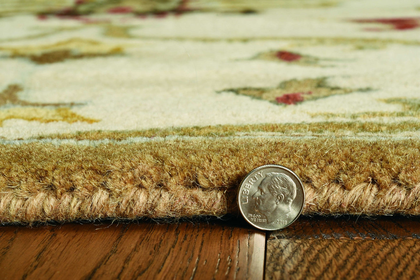 8' Champagne Wool Floral Handmade Runner Rug