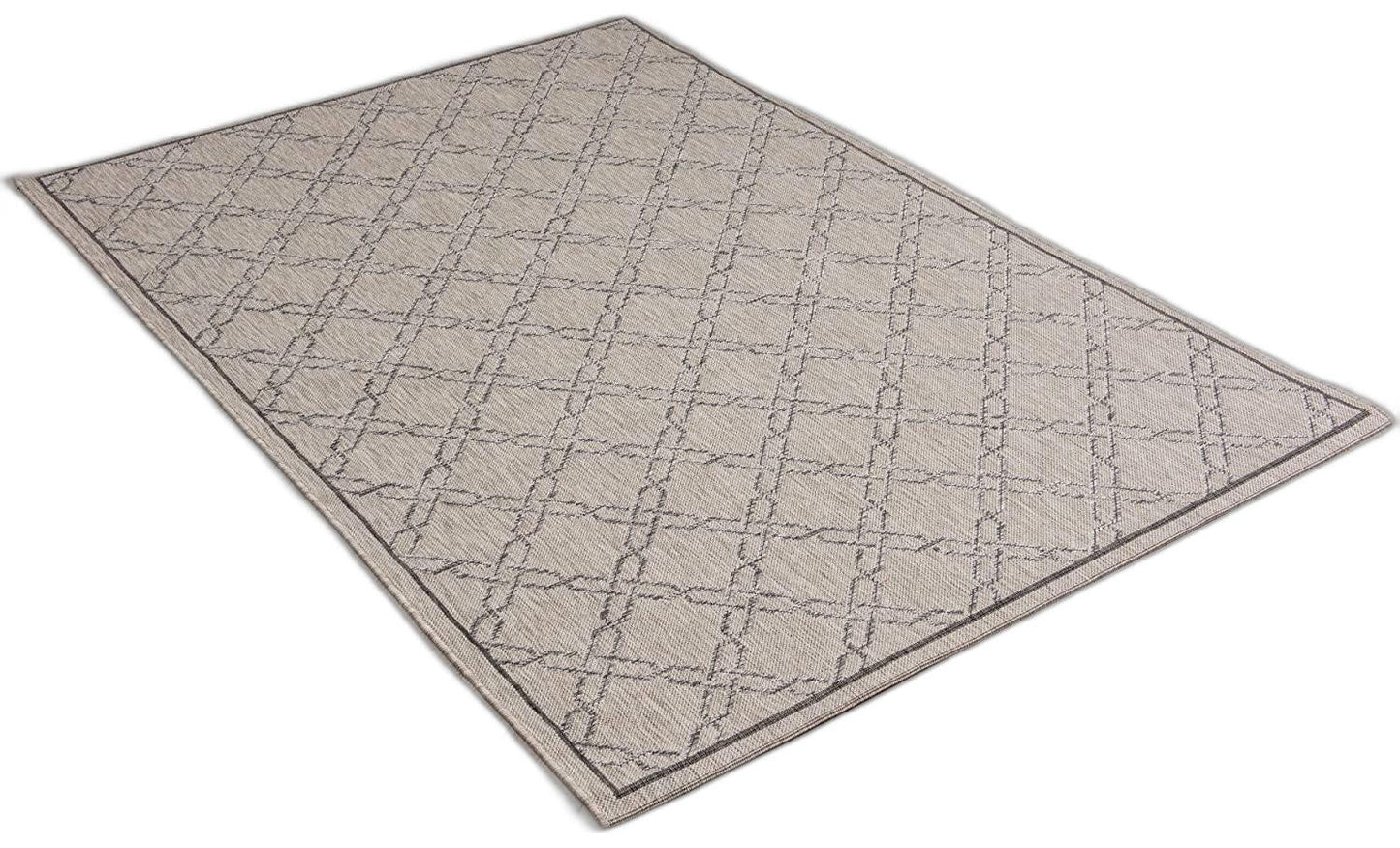 5' X 7' Gray Geometric Dhurrie Area Rug