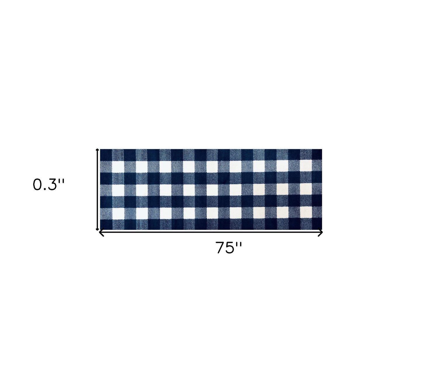 2' x 6' Navy and White Buffalo Plaid Washable Runner Rug
