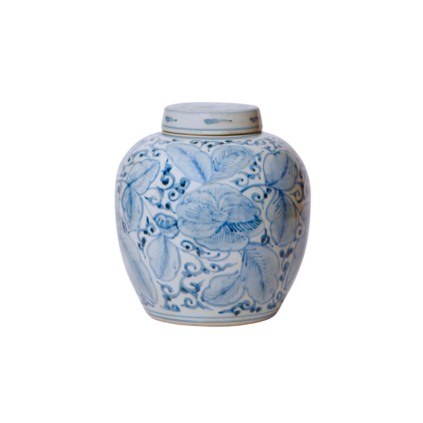 Lidded Blue and White Porcelain Rose Storage Jar