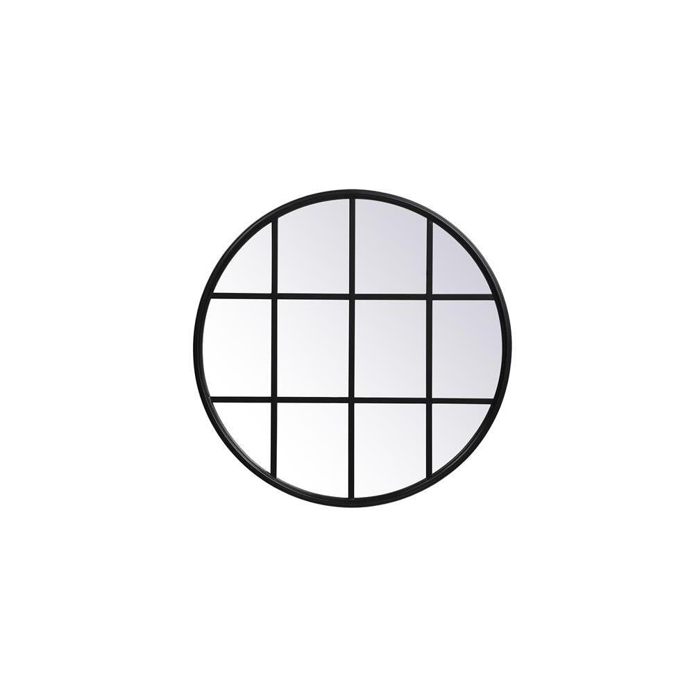 Elegant Lighting Metal windowpane mirror 28 inch in in x 28 inch in in Black