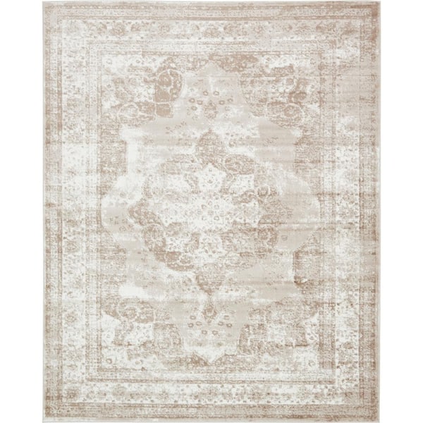 8 ft. x 10 ft. Rectangle Medallion Area Rug, Beige