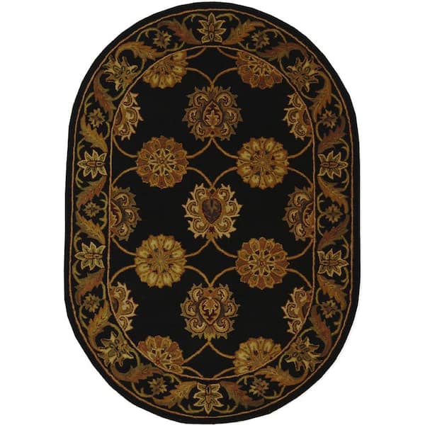 5 ft. x 7 ft. Oval Area Rug Floral Pattern, Heritage Black