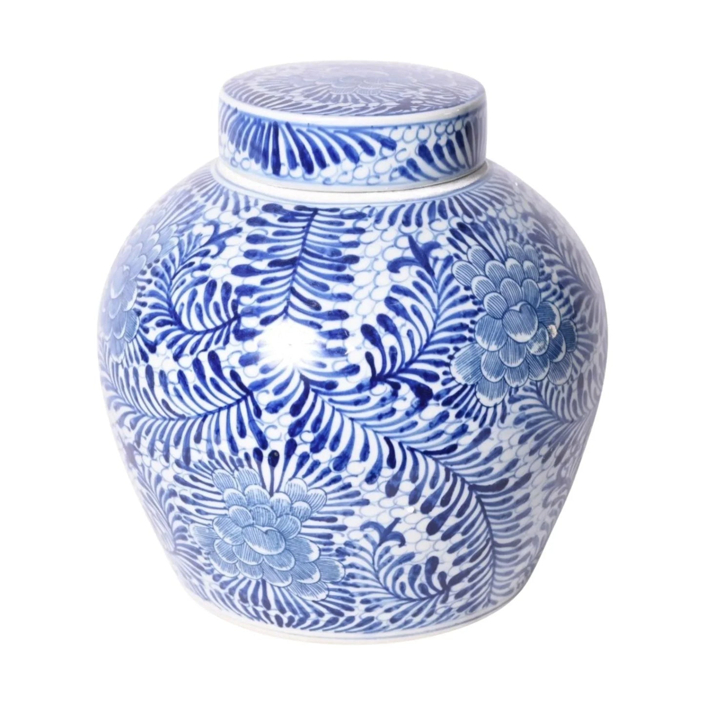 Blue And White Blooming Flowers Porcelain Ancestor Jar
