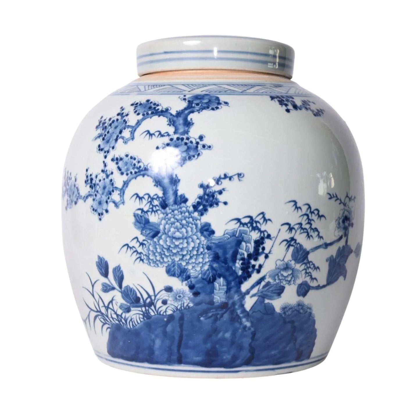 Blue And White Porcelain Four Season Plants Melon Jar