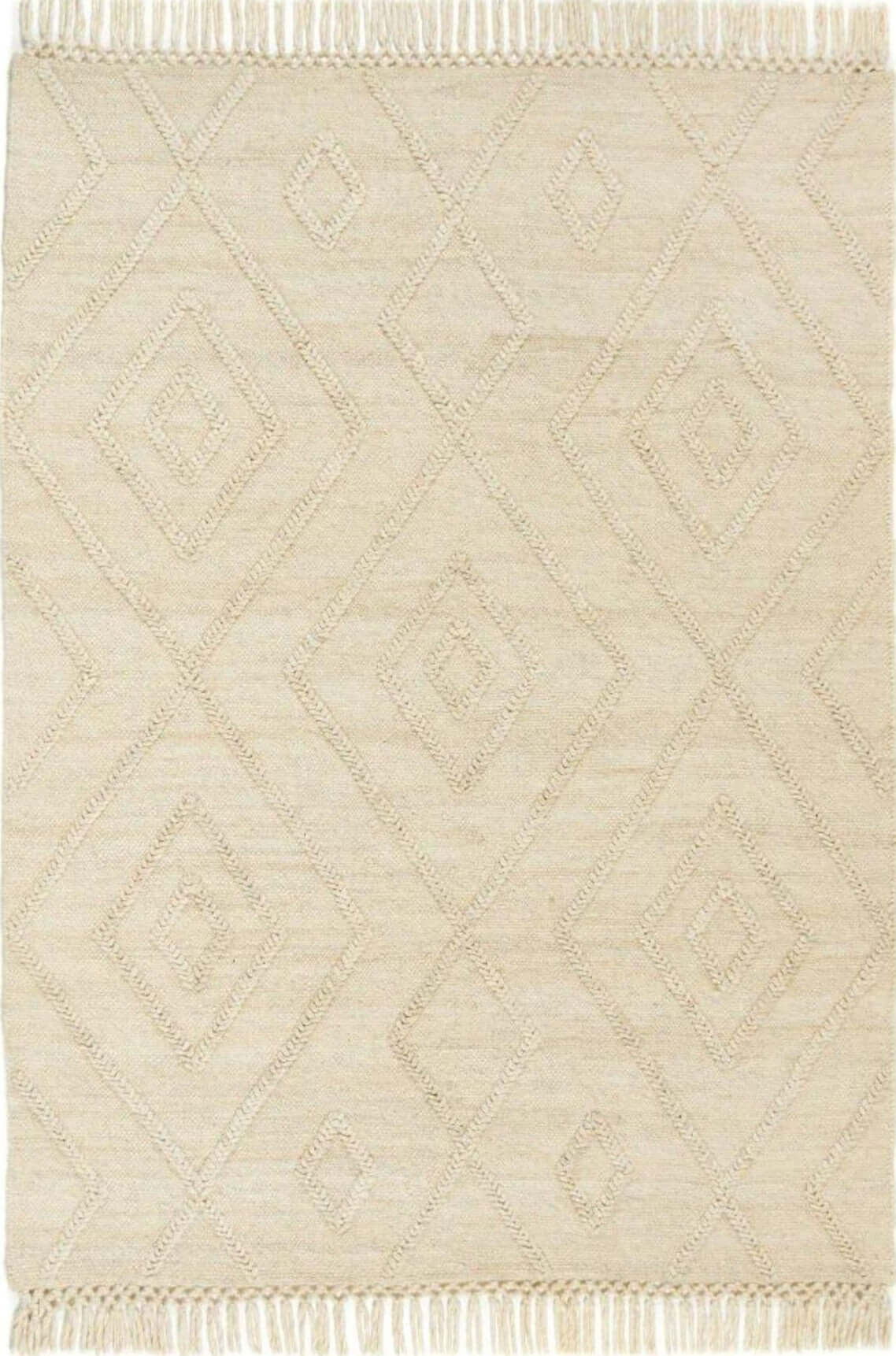 Aran Ivory Flat-weave Diamond Rug