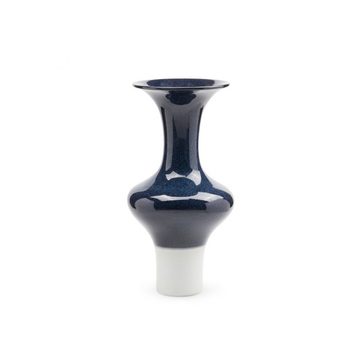 Flare Vase, Deep Blue And White