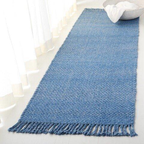 Hand Loomed Deep Blue Wool Area Rug
