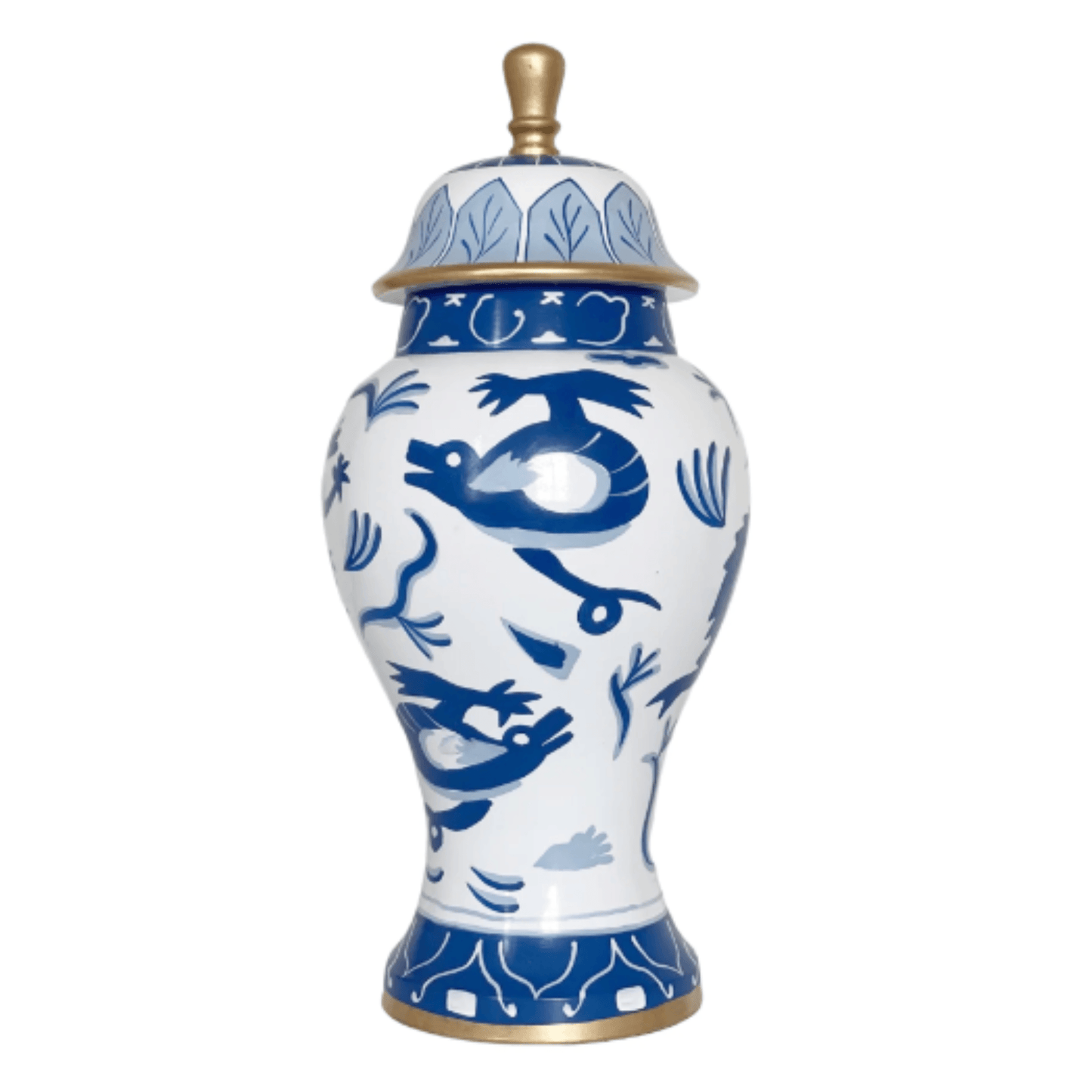 Medium Blue & White Lidded Dragon Ginger Jar