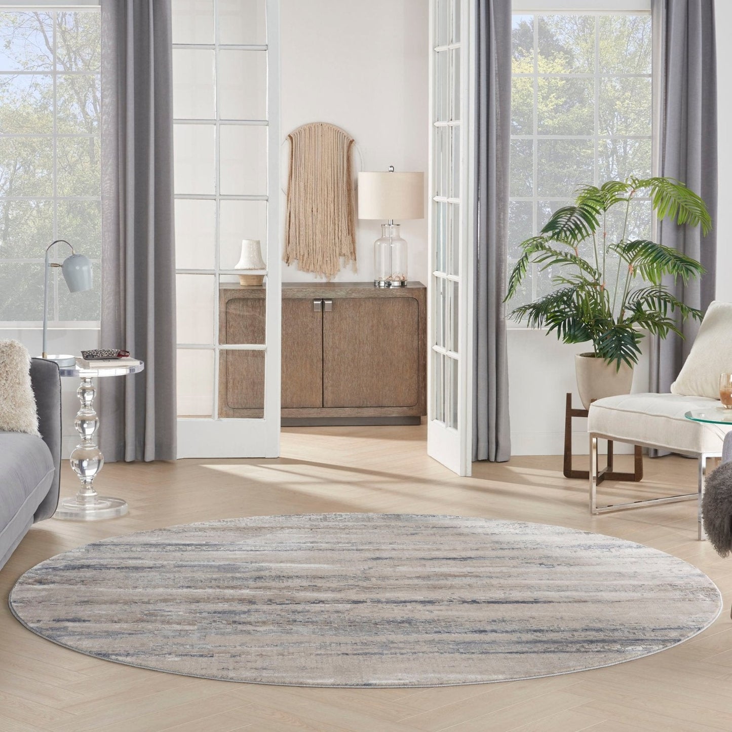 Nourison Rustic Textures RUS04 Beige Grey Round Rug