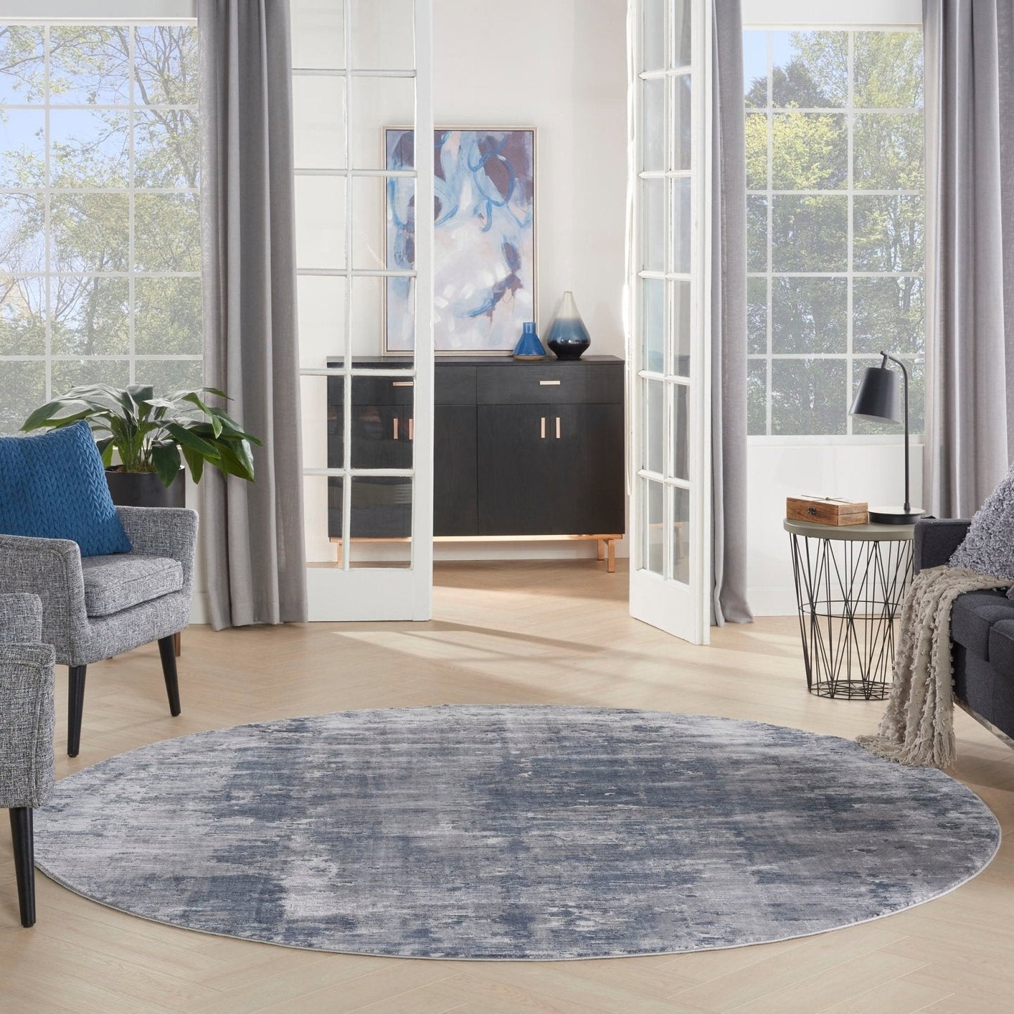 Nourison Rustic Textures RUS05 Grey Round Rug