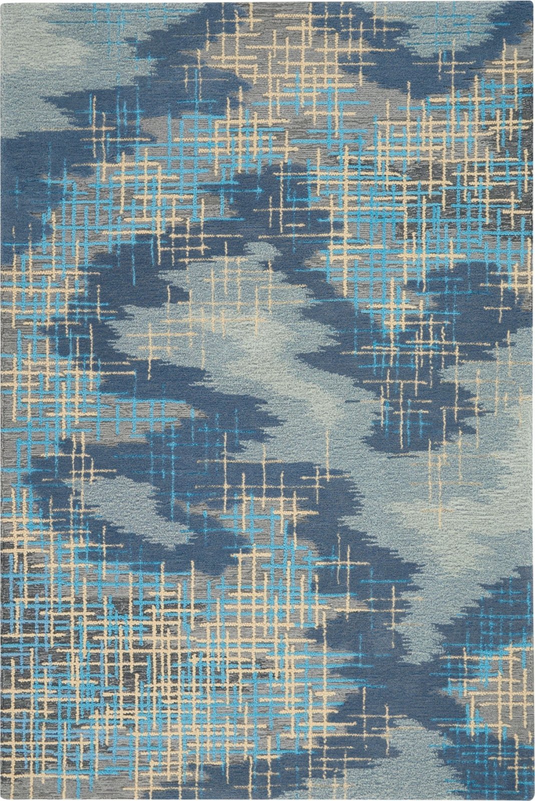 Nourison Symmetry SMM08 Blue Beige Rug
