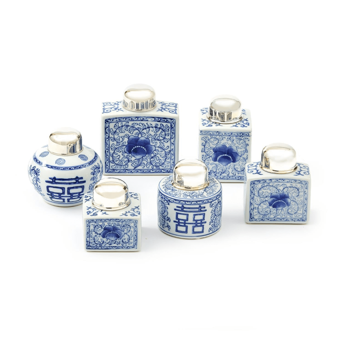 Canton Collection Blue & White Tea Jars - Set of 6