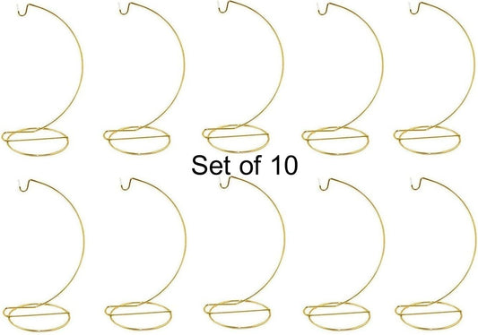 5 Inch Tall Gold Wire Ornament Hanger Stands for Small Ornament Display (Set of 10 Stands)