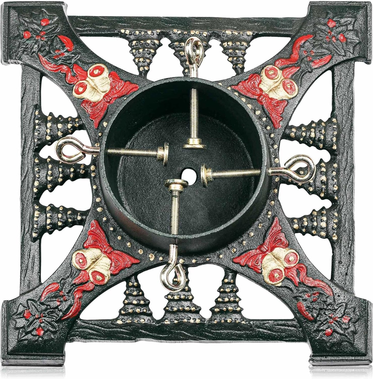 Christmas Tree Stand -Die Cast Iron 347X347Mm Size for up to 8' Tree - Christmas Bell and Tree