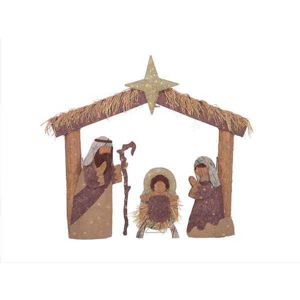 Outdoor Holiday Nativity Scene Yard Decor 5 ft Warm White LED