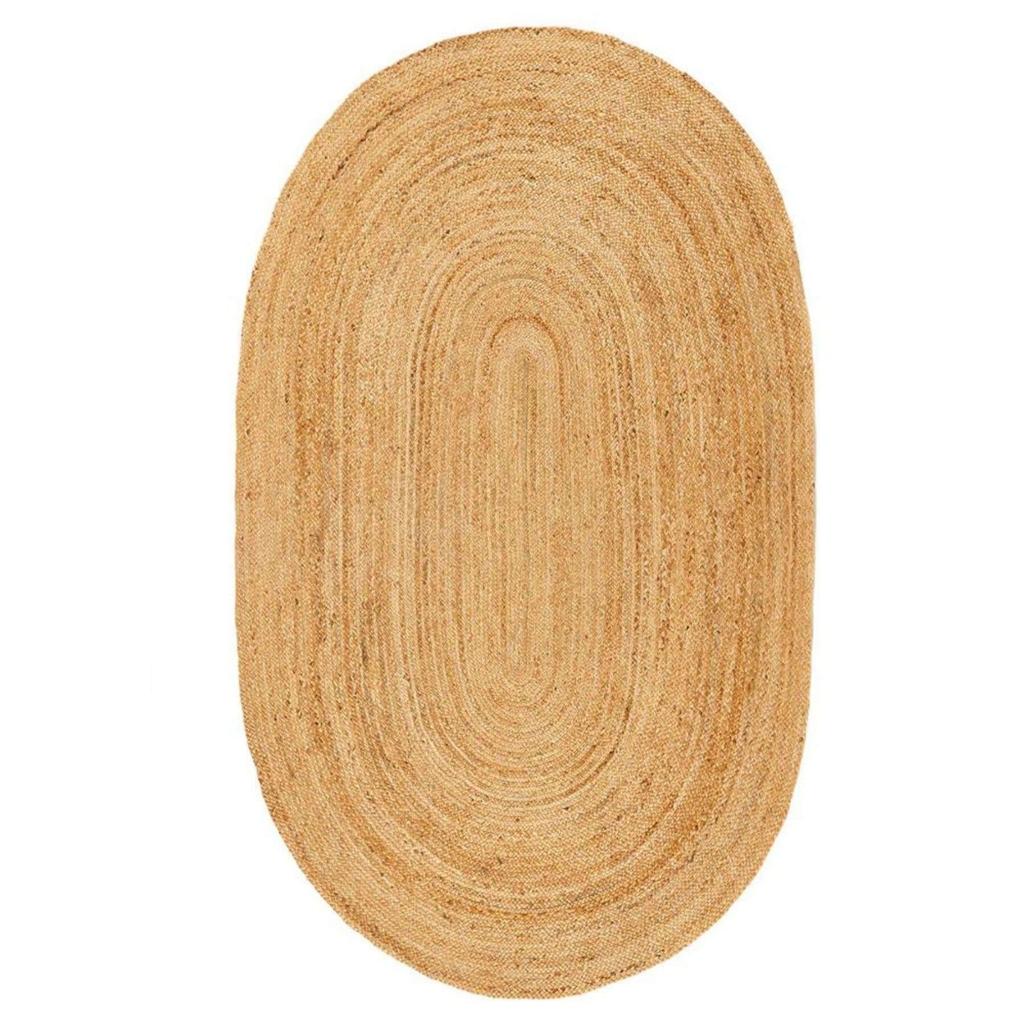 Solid Natural Jute Rug -Oval