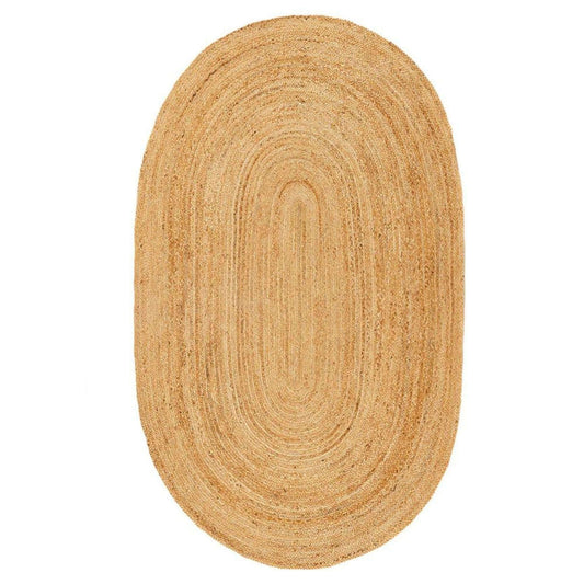 Solid Natural Jute Rug -Oval