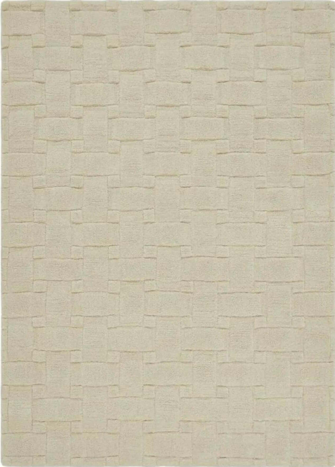 Basketweave Ivory Wool Rug