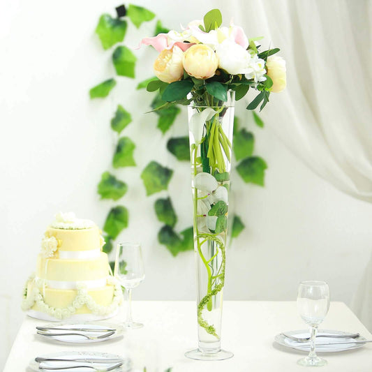 6 Pack Clear Heavy Duty Trumpet Glass Vases 24"