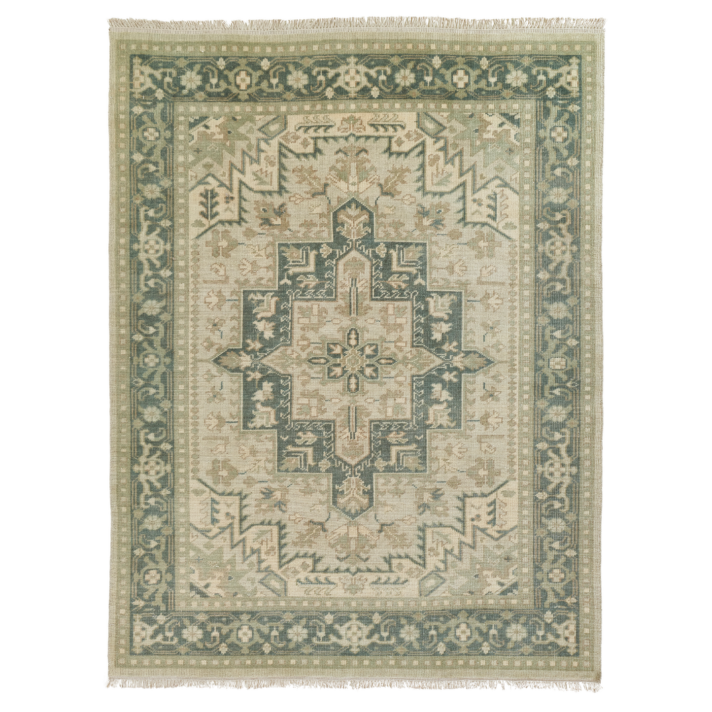 Concord Green Hand Knotted Wool Area Rug