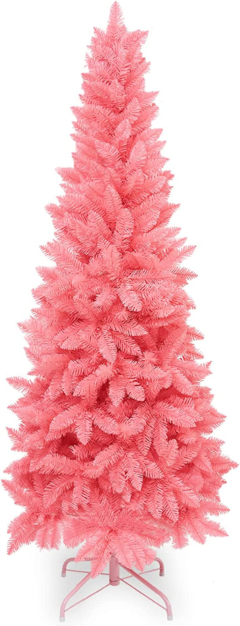 Wabolay 7Ft Artificial Pencil Slim Black Christmas Tree Unlit-Tall Skinny Hinged Full Real Tall Halloween Xmas Tree with 950 Branch Tips-Foldable Metal Stand-Easy Setup-Holiday Outdoor Indoor Décor Home & Garden > Decor > Seasonal & Holiday Decorations Wabolay Pink