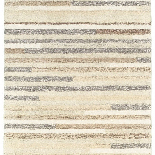 3’ X 8’ Beige And Gray Eclectic Linesrunner Rug