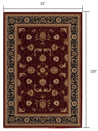 5’ x 8’ Red and Black Ornamental Area Rug