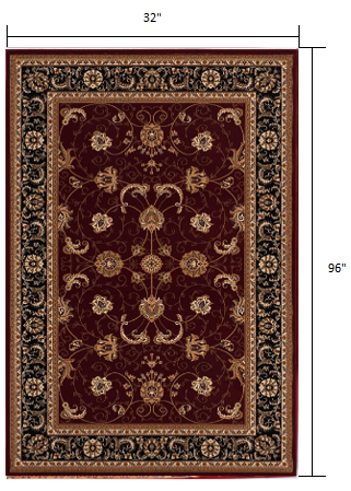 5’ x 8’ Red and Black Ornamental Area Rug