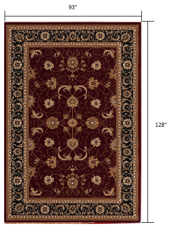 5’ x 8’ Red and Black Ornamental Area Rug
