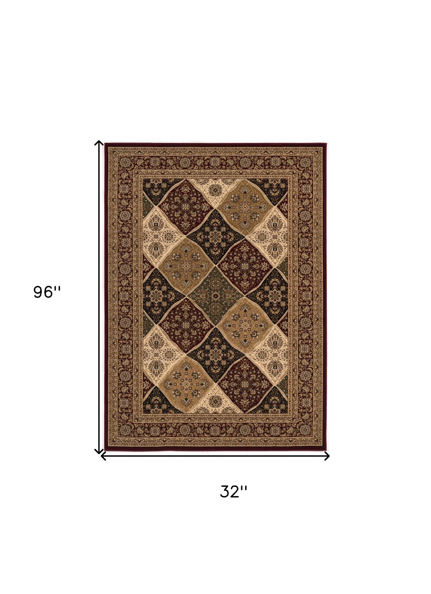 4’ x 6’ Red Decorative Diamonds Area Rug