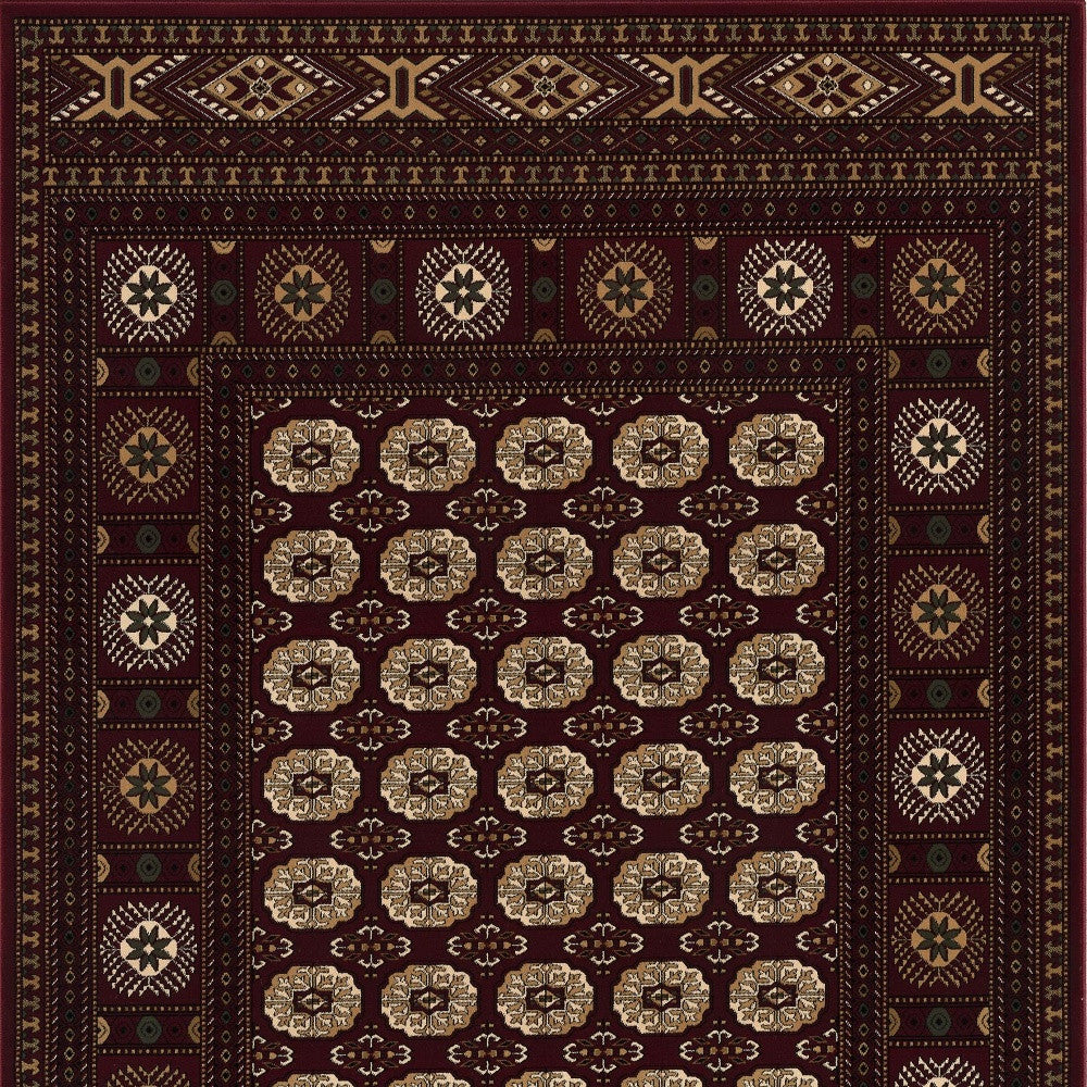 4’ x 6’ Red Eclectic Geometric Pattern Area Rug
