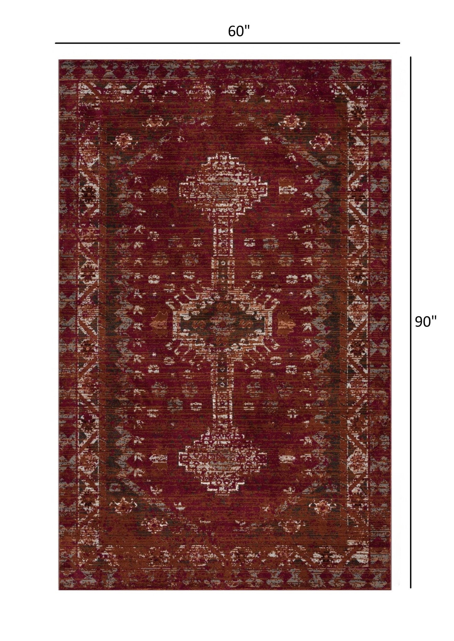 8’ x 10’ Deep Red Traditional Area Rug