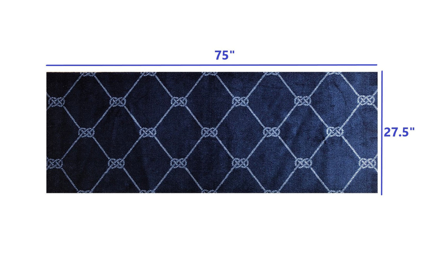 2' x 6' Navy Nautical Knots Washable Runner Rug
