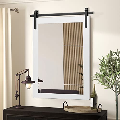 Farmhouse Wall Mirror Rustic Horizontal Wood Framed Bathroom Mirror