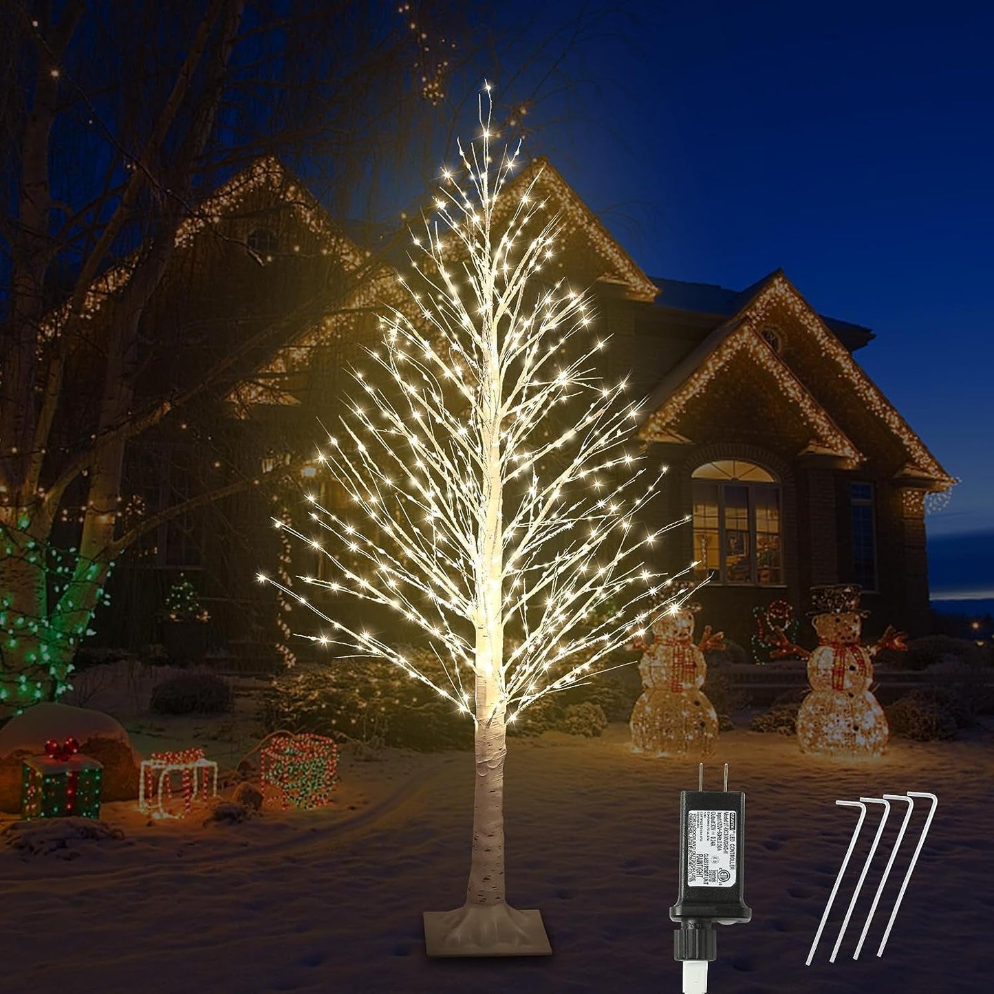 IJG 7FT Lighted Birch Tree 1000 LED Warm White Lights with Twinkle Lights，Led Artificial Tree Light for Indoor Outdoor Home Festival Wedding Party Christmas Decorations Home & Garden > Decor > Seasonal & Holiday Decorations IJG 5Ft
