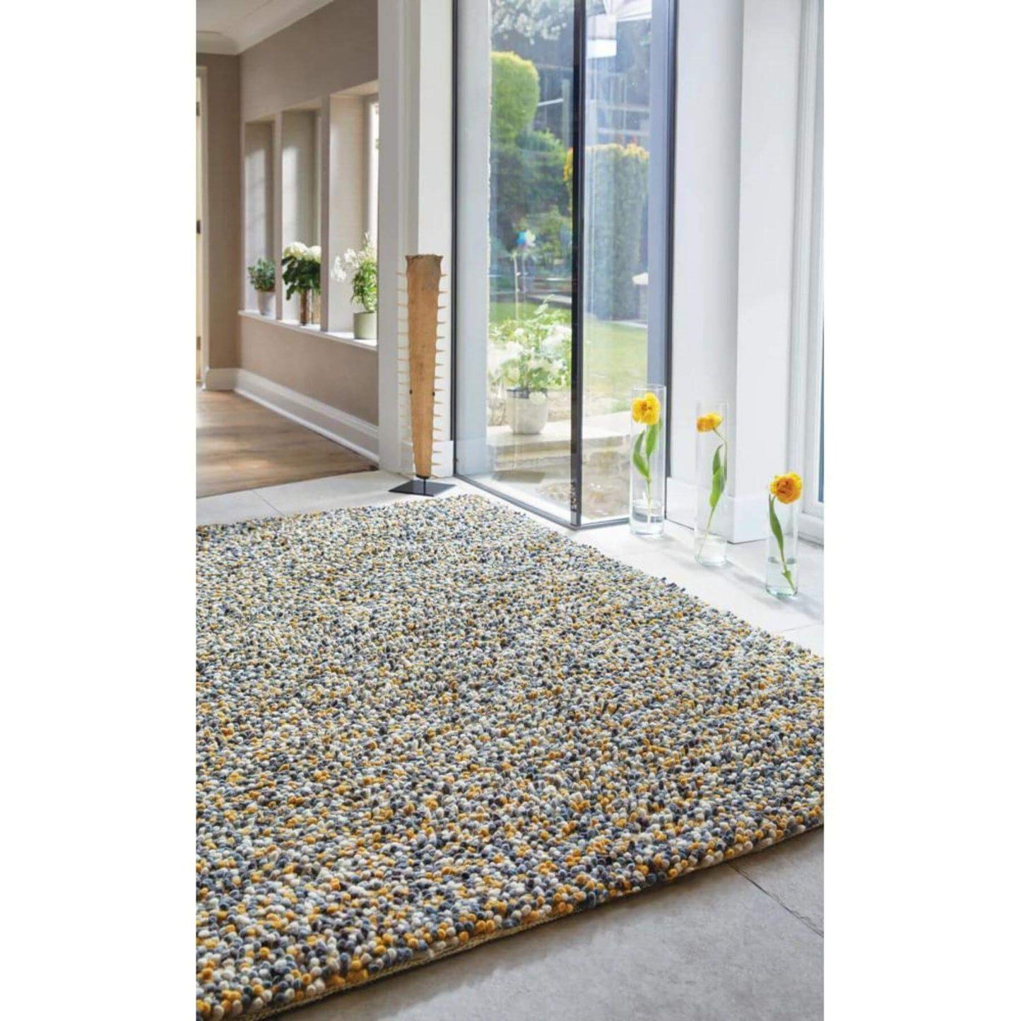 Rocks Ochre Shaggy Pile Wool Rug