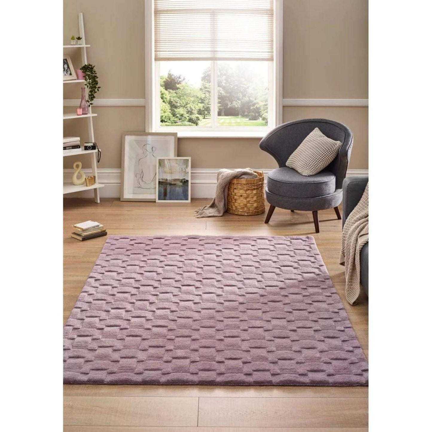 Basketweave Lilac Wool Rug
