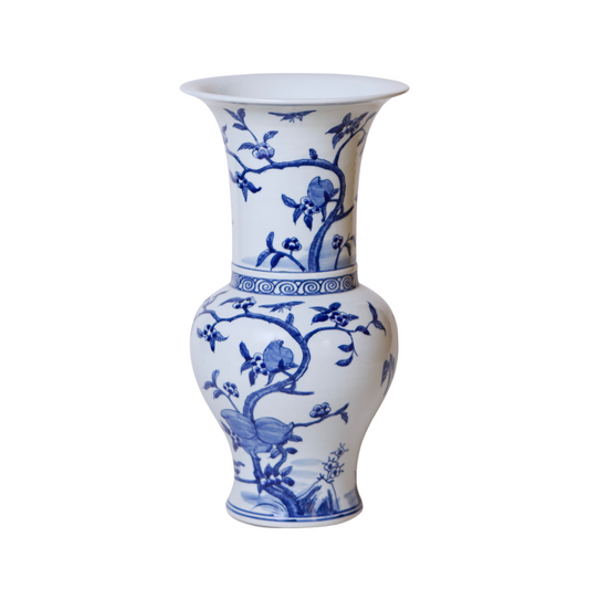 Blue and White Porcelain Pomegranates Baluster Vase