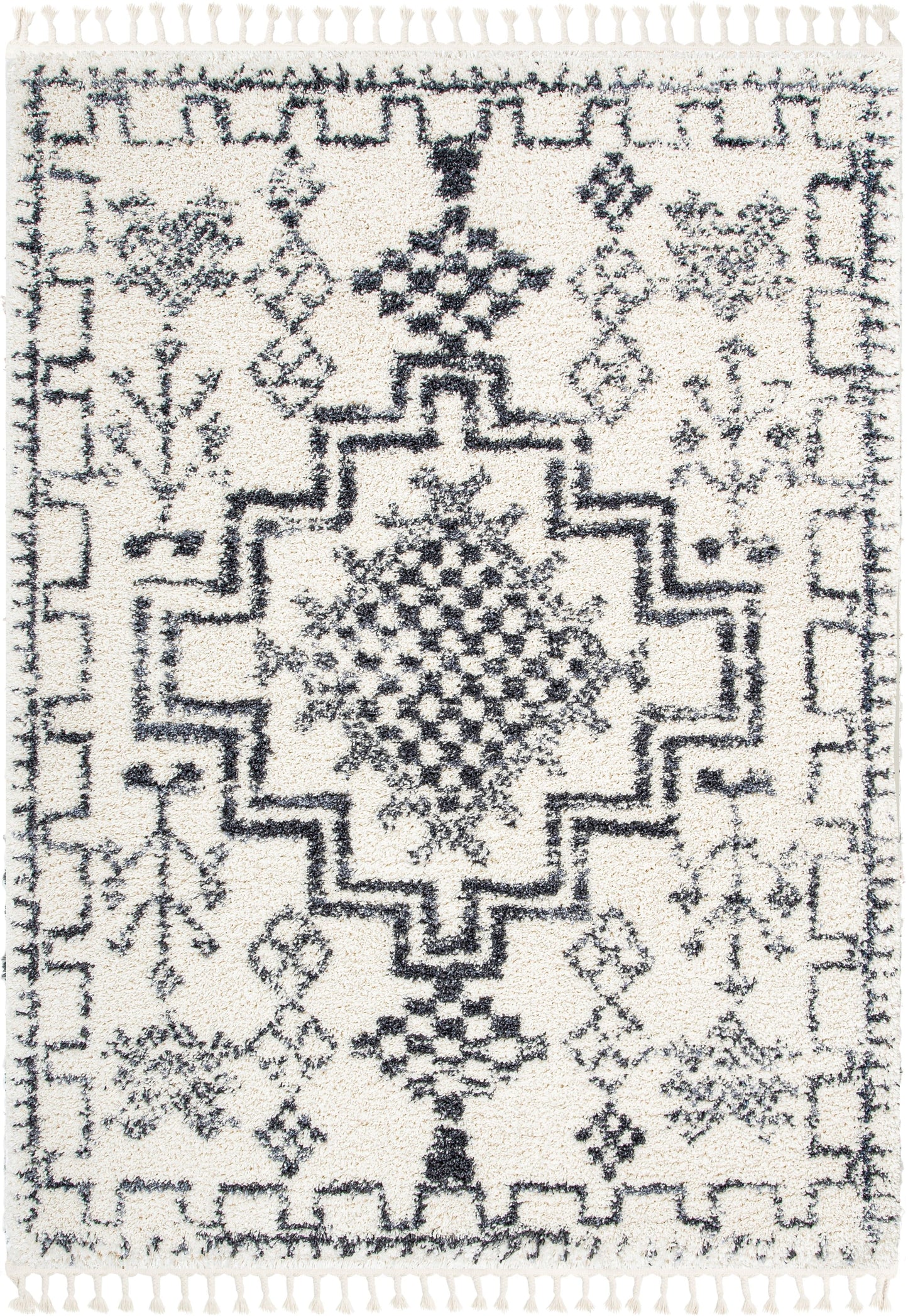 Emerson Tribal Medallion Ivory Super Soft Shag Rug By Rebecca Propes