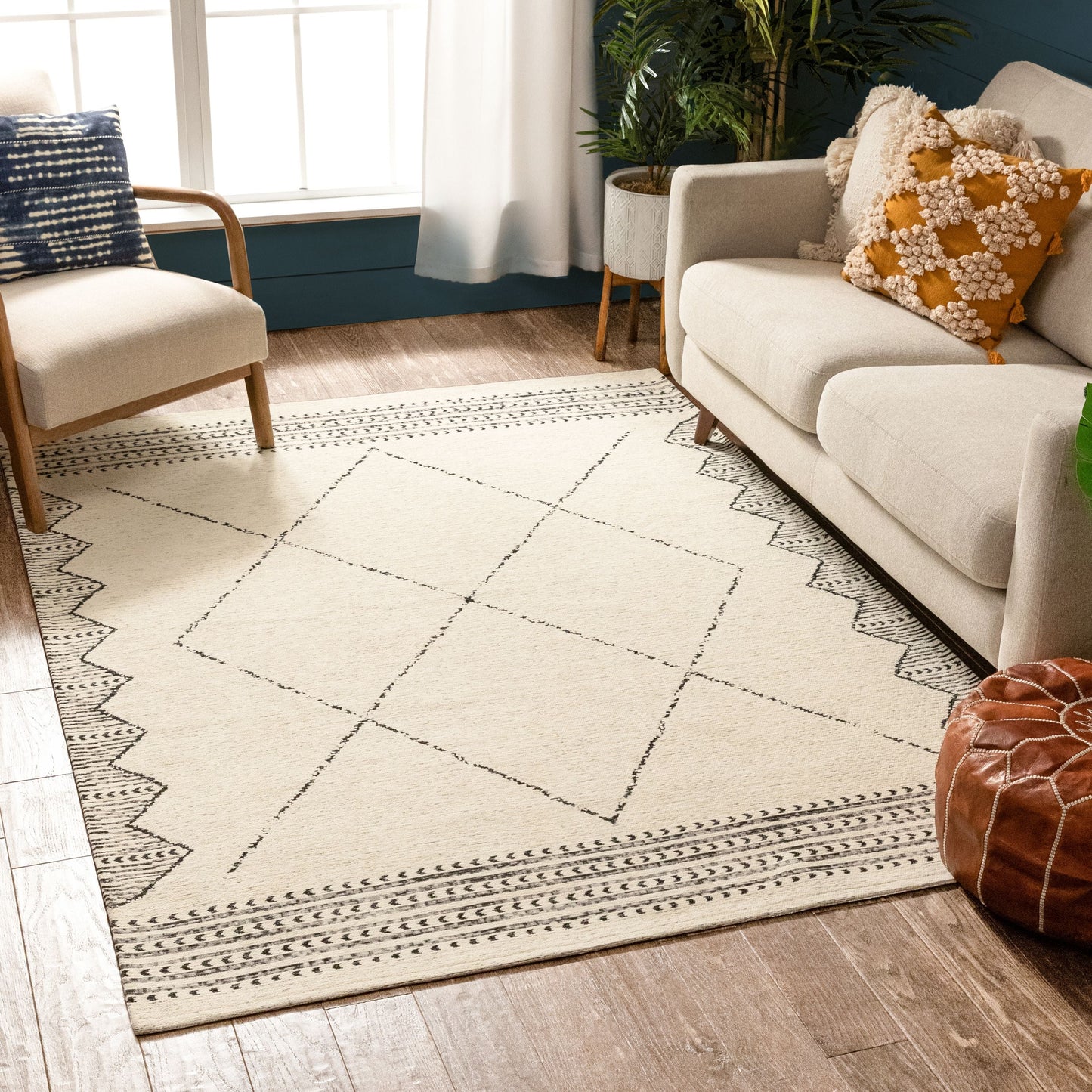 Kippa Moroccan Diamond Beige 5'3" x 7'3" Rug