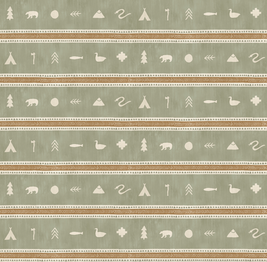 Cabin Stripe Wallpaper - Khaki