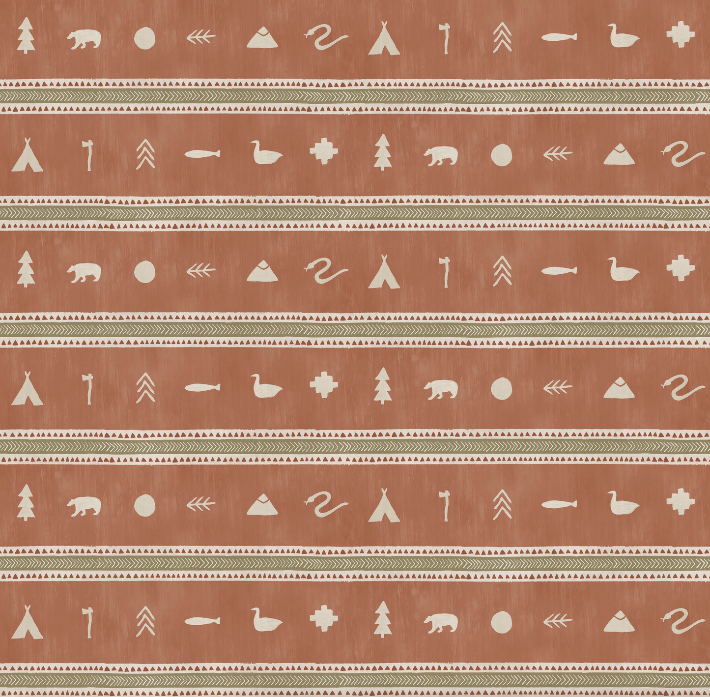 Cabin Stripe Wallpaper - Rust
