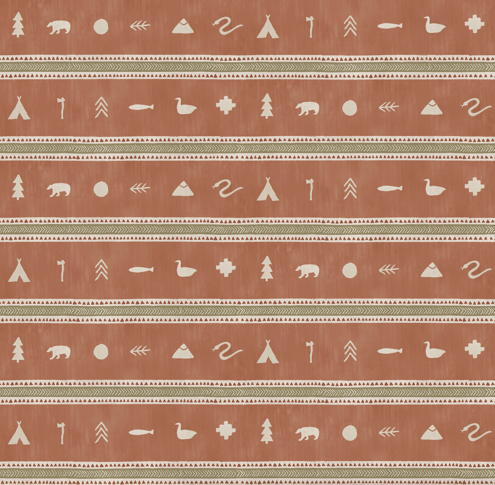 Cabin Stripe Wallpaper - Rust