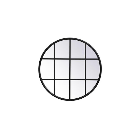Elegant Lighting Metal windowpane mirror 28 inch in in x 28 inch in in Black