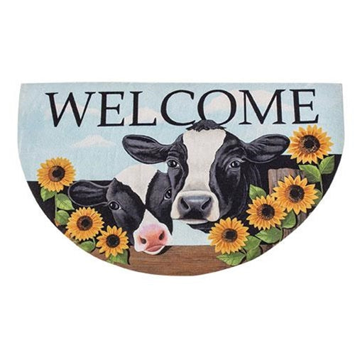 Welcome Cow Sunflower Half Door Mat