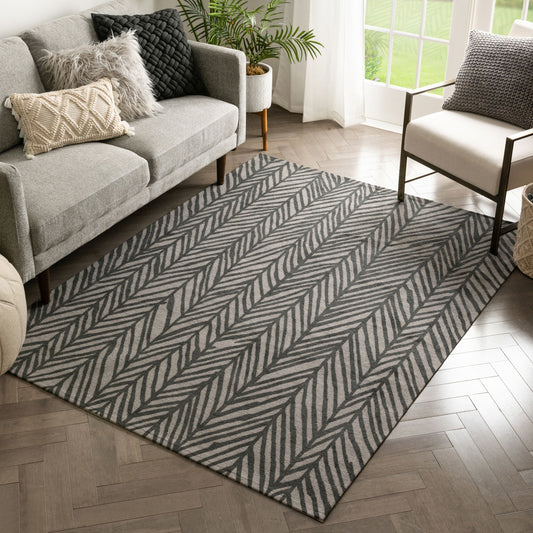 Rimini Contemporary Geometric Black 5'3" x 7'3" Rug