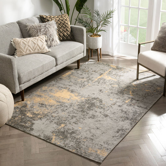 Stressa Modern Abstract Brush Stroke Beige 5'3" x 7'3" Rug